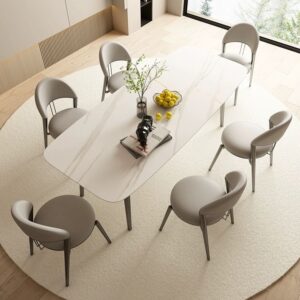 Modern sintered stone dinning table with 6 and 4 seater chair