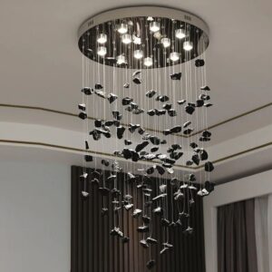 Postmodern black stone restaurant chandelier rectangular exhibition hall porch designer art creative bar lamps