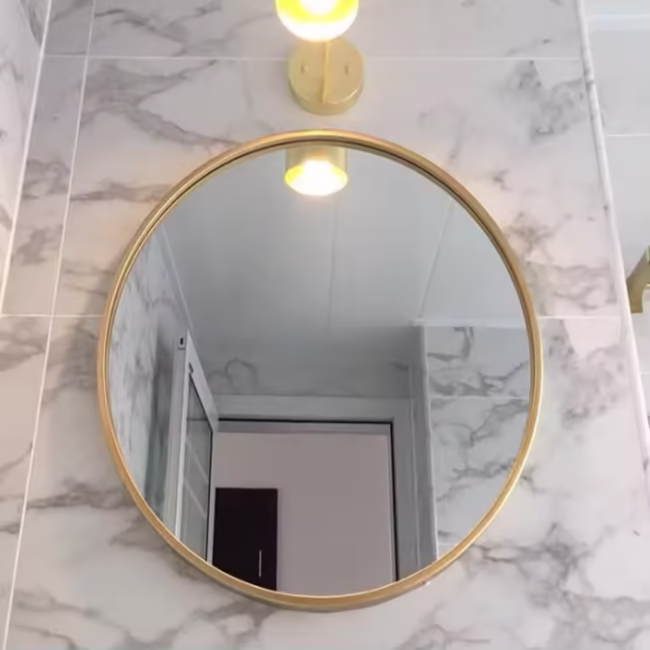 Decor design luxury gold framed bedroom wall living room mirror glass mirror round