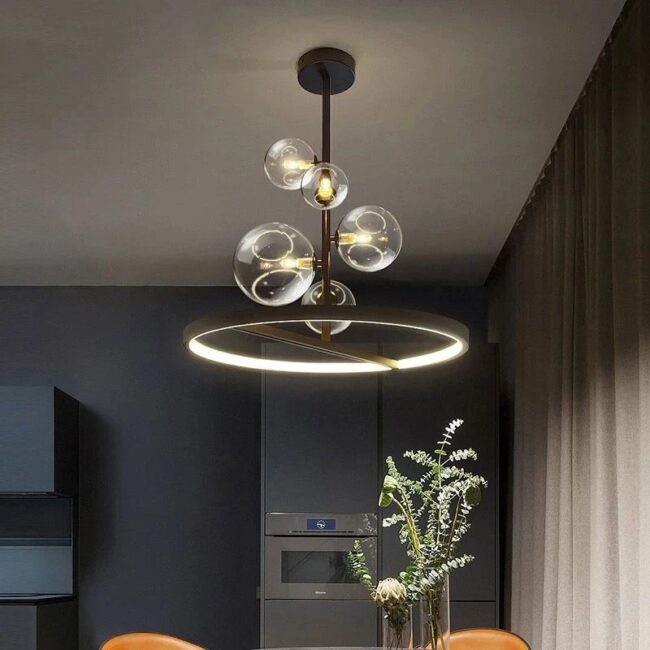 CHI Nordic G9 chandelier clear glass ball black pendant light