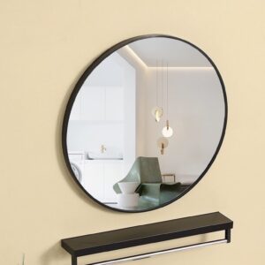 Circular Makeup Mirror with Shelf