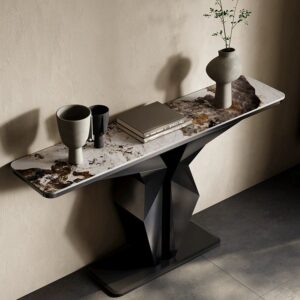 Stone Rectangle Console Table Glam
