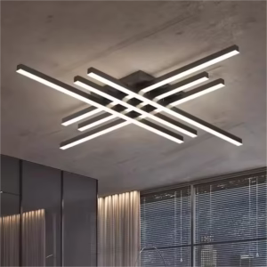 Minimalist exquisite black multi-head strip LED ceiling light