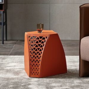 Saddle leather hollowed out modern simple creativity side table