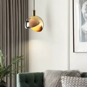 Gold Metal Glass Shade Led Light