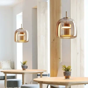 Amber changeable 3 colors glass pendant lamp