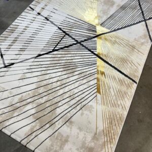 Contemporary Geometric Rug with Gold Accents