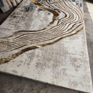 Marble-Inspired Metallic Rug