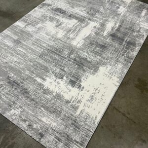 Modern Abstract Rug in Grey and White