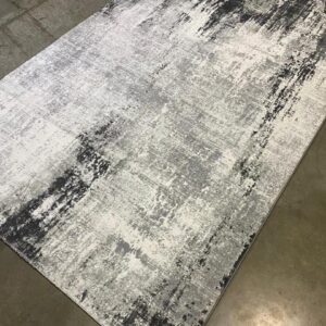 Textured Abstract Rug in Black and White