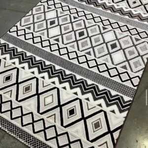 Modern Tribal Rug in Black and White
