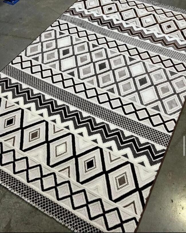 Modern Tribal Rug in Black and White