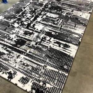 Distressed Abstract Rug in Black and White