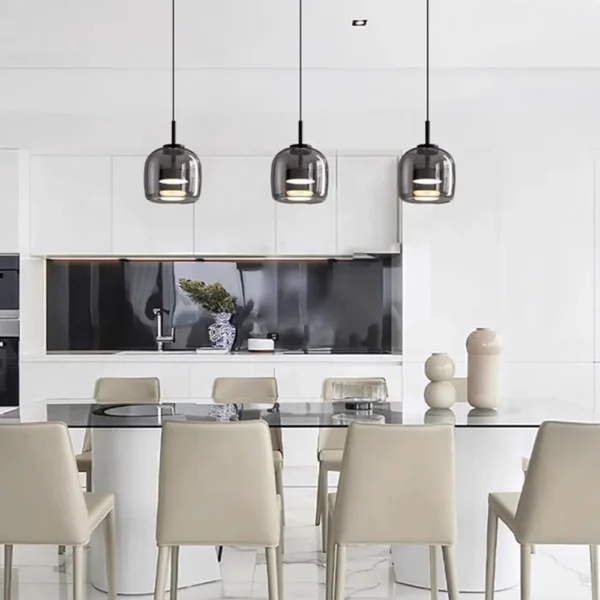 Amber changeable 3 colors glass pendant lamp - Image 5