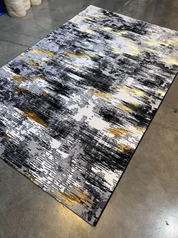 Abstract Urban Luxe Rug with Golden Accents