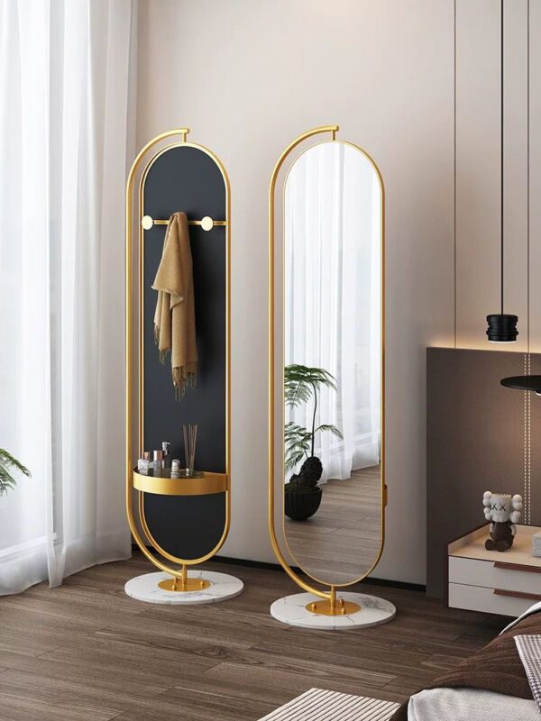 Modern Multifunctional Rotatable Metal Frame Bedroom Floor Standing Dressing Mirror